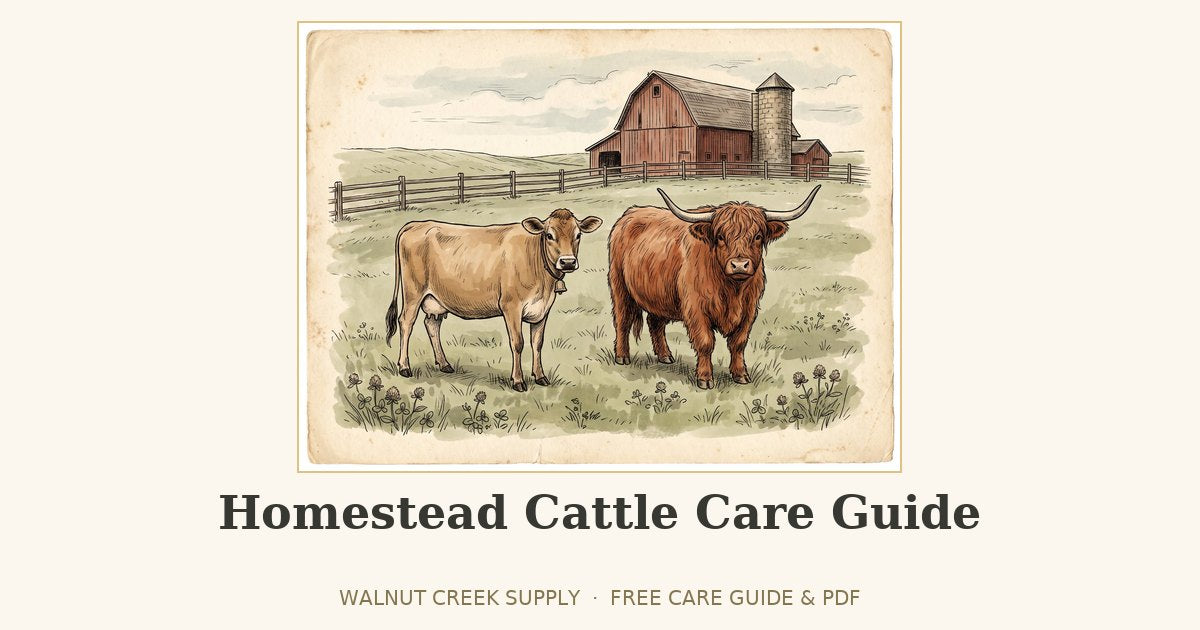 Homestead Cattle Care Guide illustration by Walnut Creek Supply