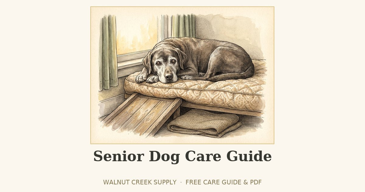 Senior Dog Care Guide illustration by Walnut Creek Supply