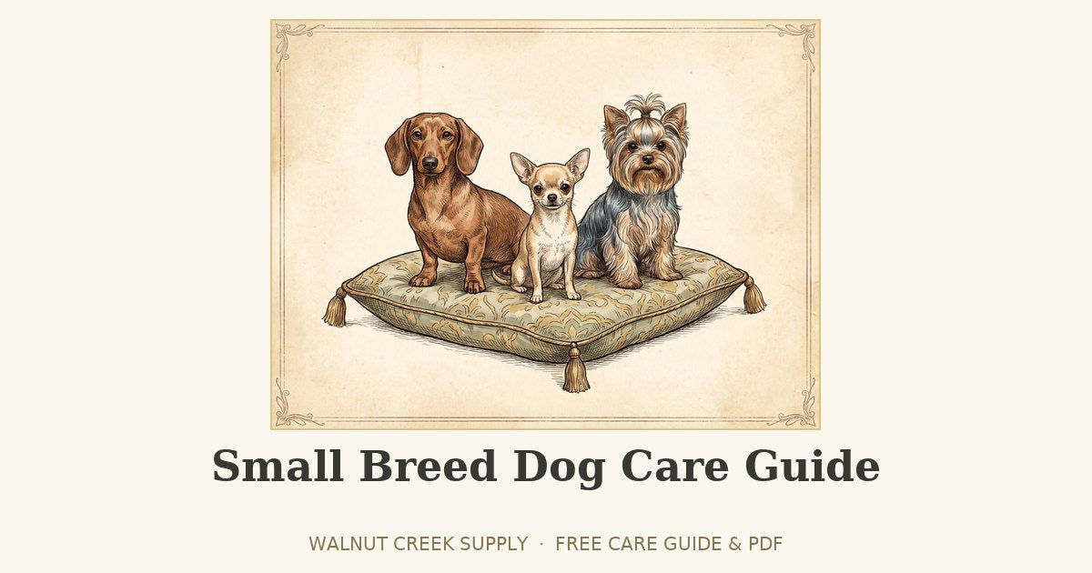 Small Breed Dog Care Guide illustration by Walnut Creek Supply