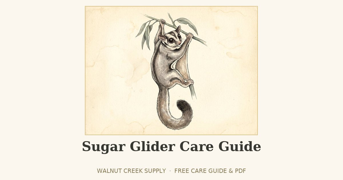 Sugar Glider Care Guide illustration by Walnut Creek Supply