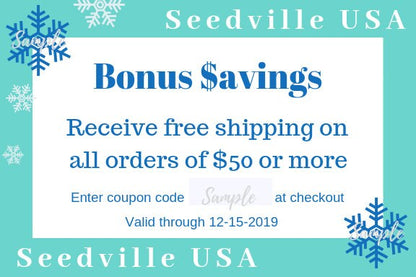 Seedville USA Shop Gift Certificate - Season's Greetings Hanukkah or Christmas Design - By Email or Postal Mail - You Choose Amount