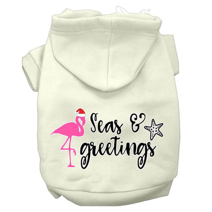 Christmas Pet Hoodie Screen Printed, "Seas & Greetings"