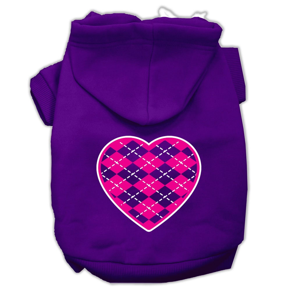 Pet Hoodie "Pink Argyle Heart"