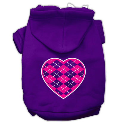 Pet Hoodie "Pink Argyle Heart"