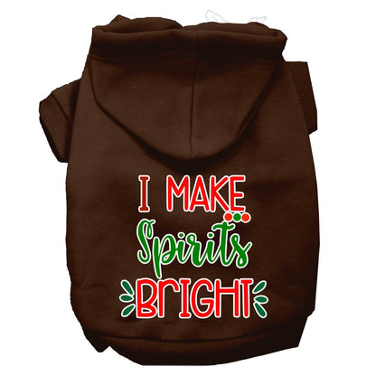 Christmas Pet Hoodie Screen Printed, "I Make Spirits Bright"