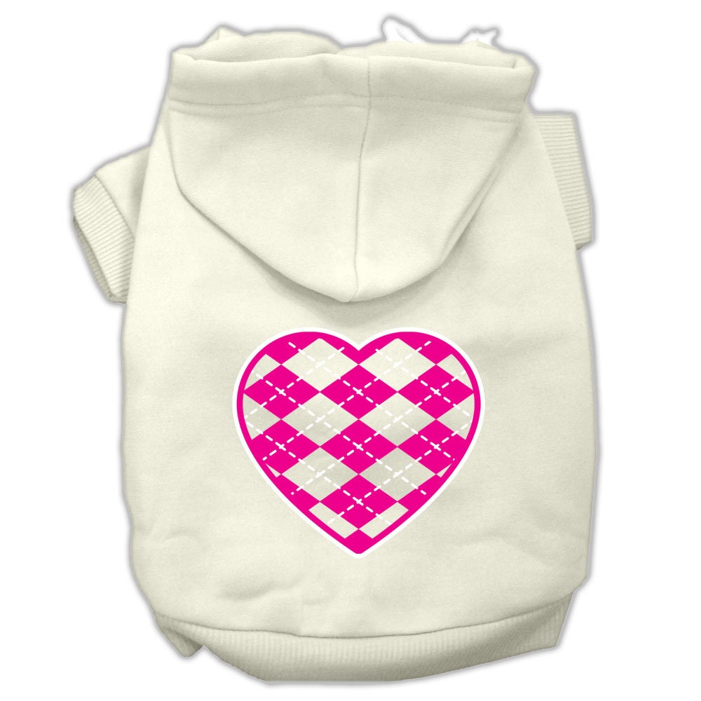 Pet Hoodie "Pink Argyle Heart"