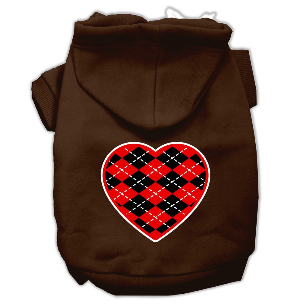 Pet Hoodie "Red Argyle Heart"