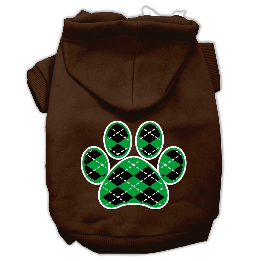 Pet Hoodie "Green Argyle Paw"