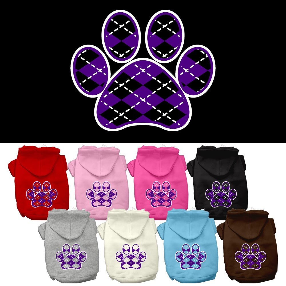 Pet Hoodie "Purple Argyle Paw"