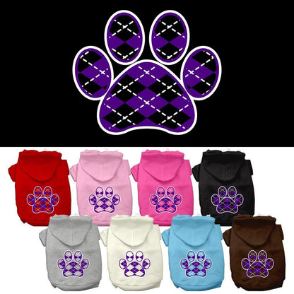 Pet Hoodie "Purple Argyle Paw"