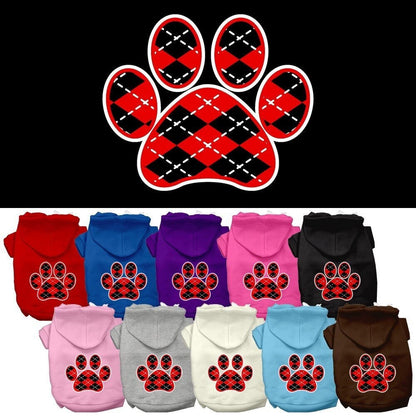 Pet Hoodie "Red Argyle Paw"