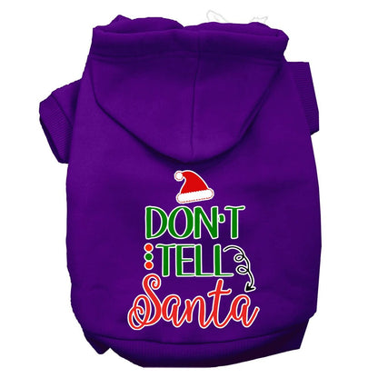 Christmas Pet Hoodie, "Don't Tell Santa"