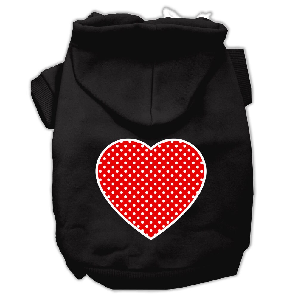 Pet Hoodie "Red Swiss Dots Heart"