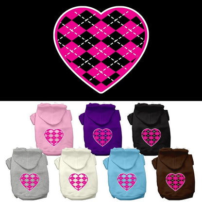 Pet Hoodie "Pink Argyle Heart"