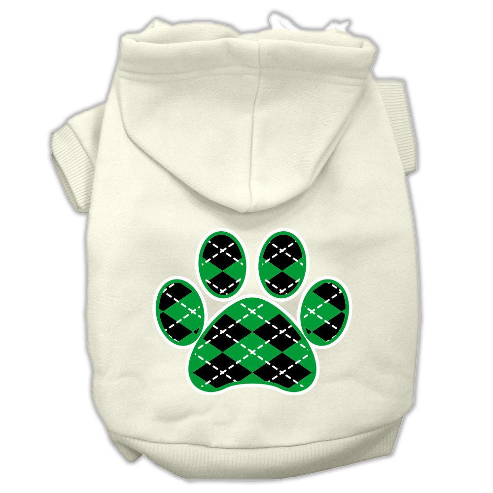 Pet Hoodie "Green Argyle Paw"
