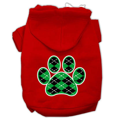 Pet Hoodie "Green Argyle Paw"