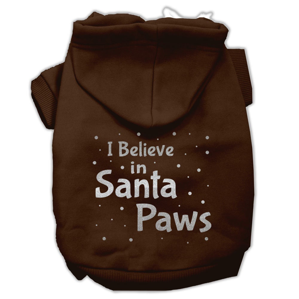 Christmas Pet Hoodie Screen Printed, "I Believe In Santa Paws"