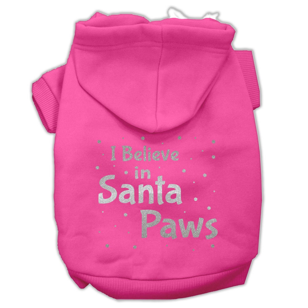 Christmas Pet Hoodie Screen Printed, "I Believe In Santa Paws"