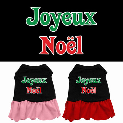 Christmas Pet Dress Screen Printed, "Joyeux Noel"