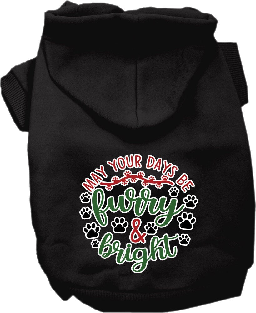 Christmas Pet Hoodie Screen Printed, "Furry & Bright"