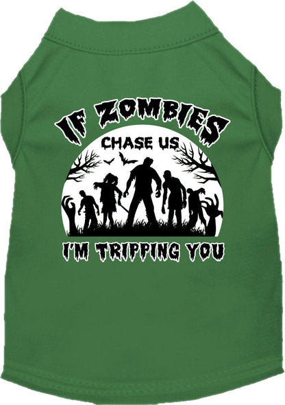 Halloween Pet Dog & Cat Shirt, "If Zombies Chase Us, I'm Tripping You"