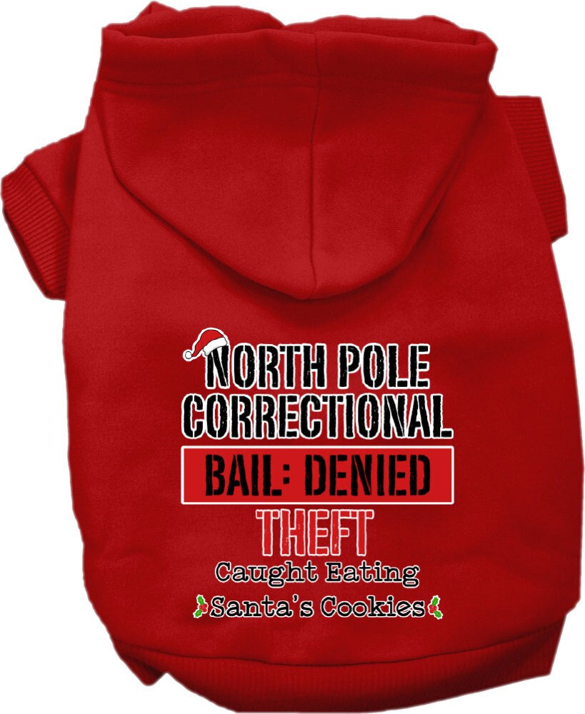 Christmas Pet Hoodie Screen Printed, "North Pole Correctional"