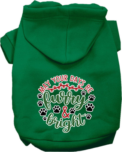 Christmas Pet Hoodie Screen Printed, "Furry & Bright"