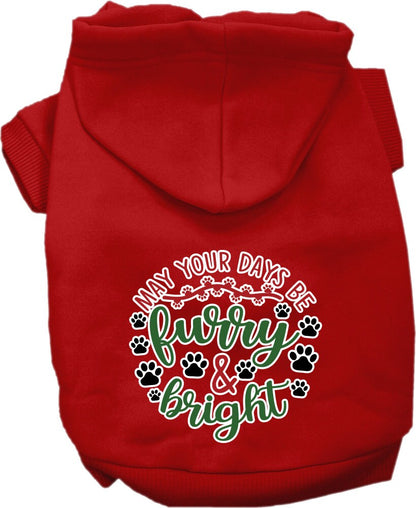 Christmas Pet Hoodie Screen Printed, "Furry & Bright"