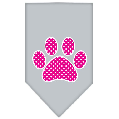 Pet and Dog Bandana Screen Printed, "Pink Swiss Dot Paw"