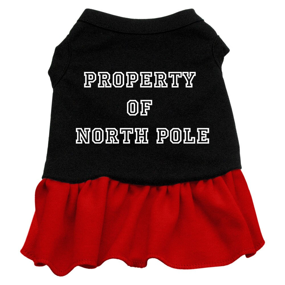 Christmas Pet Dress Screen Printed, "Property Of North Pole"