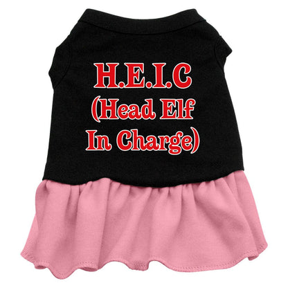 Christmas Pet Dress Screen Printed, "Head Elf In Charge"