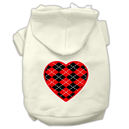 Pet Hoodie "Red Argyle Heart"