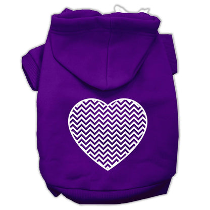 Pet Hoodie Screen Printed, "Chevron Heart"