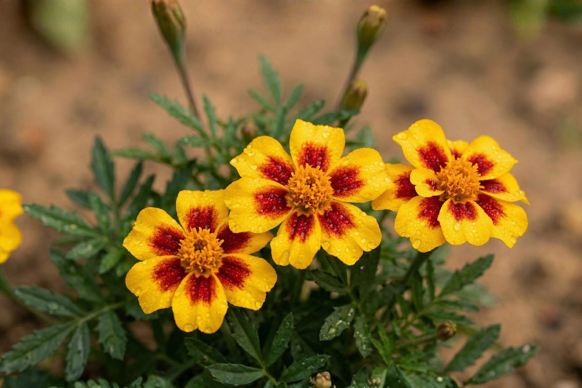 Dainty Marietta French Marigold Seeds 100 Pack | Golden-Yellow Petals with Red Centers | Tagetes patula | Easy to Grow, Pollinator-Friendly
