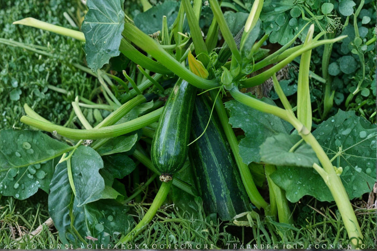 Cocozelle Zucchini Seeds – Heirloom Italian Summer Squash with Striped Green Fruits, High Yield, Non-GMO, 50+ Seeds