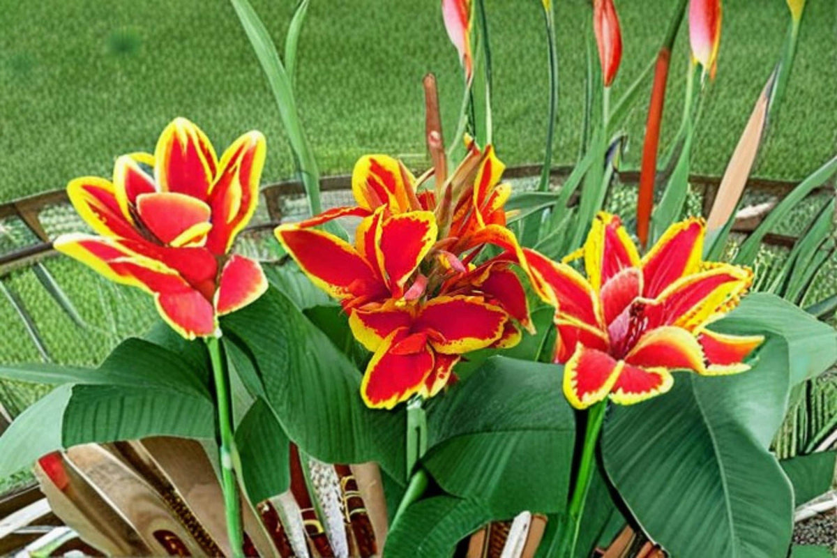 Lucifer Canna Lily Bulbs – Canna indica, Red Tropical Flower, Garden Border Plant, Summer Blooming Rhizomes