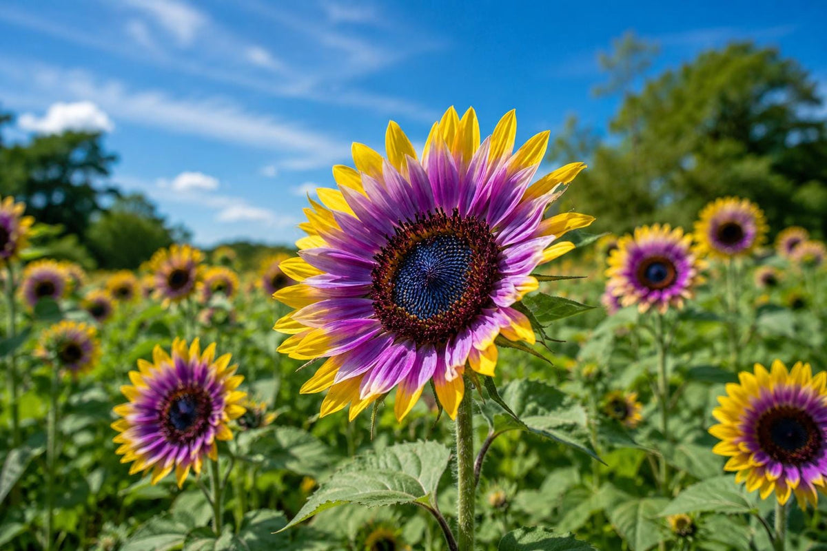 Rare Purple Sunflower Seeds - 50pcs Field ‘Violet Glow’ Heirloom Helianthus annuus for Garden, Cut Flowers, Pollinator Attracting