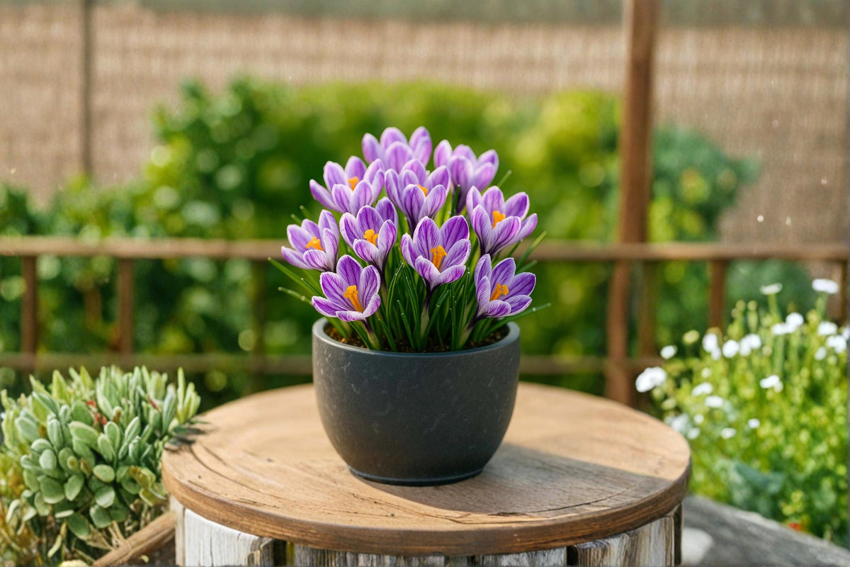 Pickwick Crocus Bulb – Crocus vernus, Spring-Flowering, Striped Purple & White Blooms, Garden Bed & Border Plant