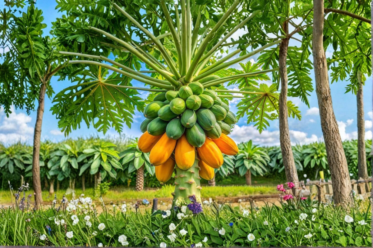 Papaya Tree Seeds 5 Pack – Carica papaya Honeydew Tropical Fruit Seeds for Garden, Patio & Greenhouse Planting