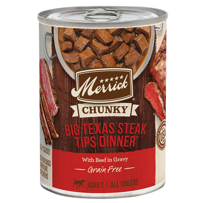 Merrick Chunky Grain Free Adult Big Texas Steak Dinner Wet Dog Food (12.7oz)