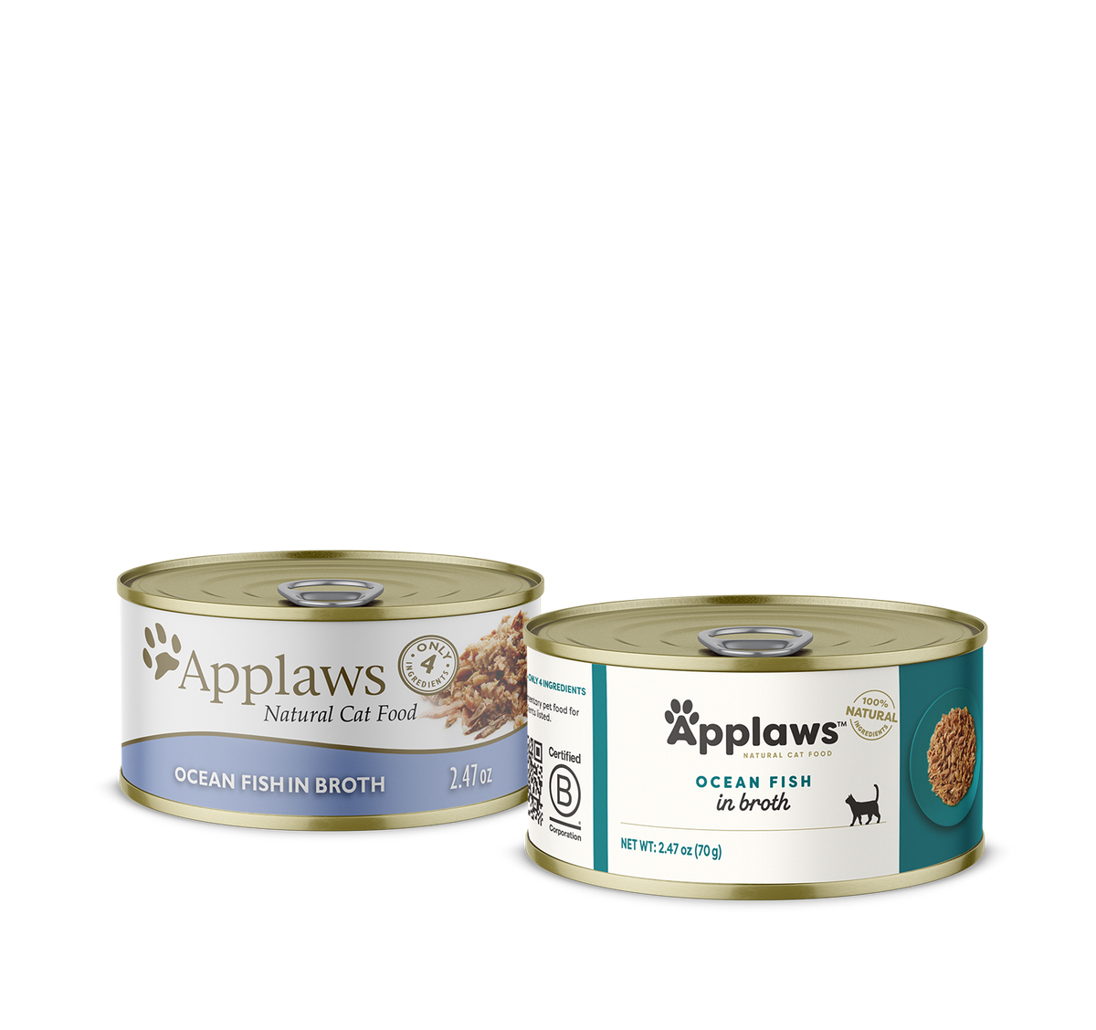 Applaws Adult Ocean Fish wet cat food with mackerel, tuna, fish broth, and rice, 100% natural and additive-free