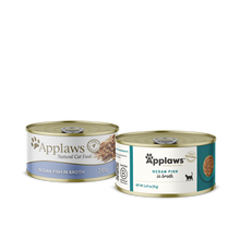 Applaws Adult Ocean Fish wet cat food with mackerel, tuna, fish broth, and rice, 100% natural and additive-free