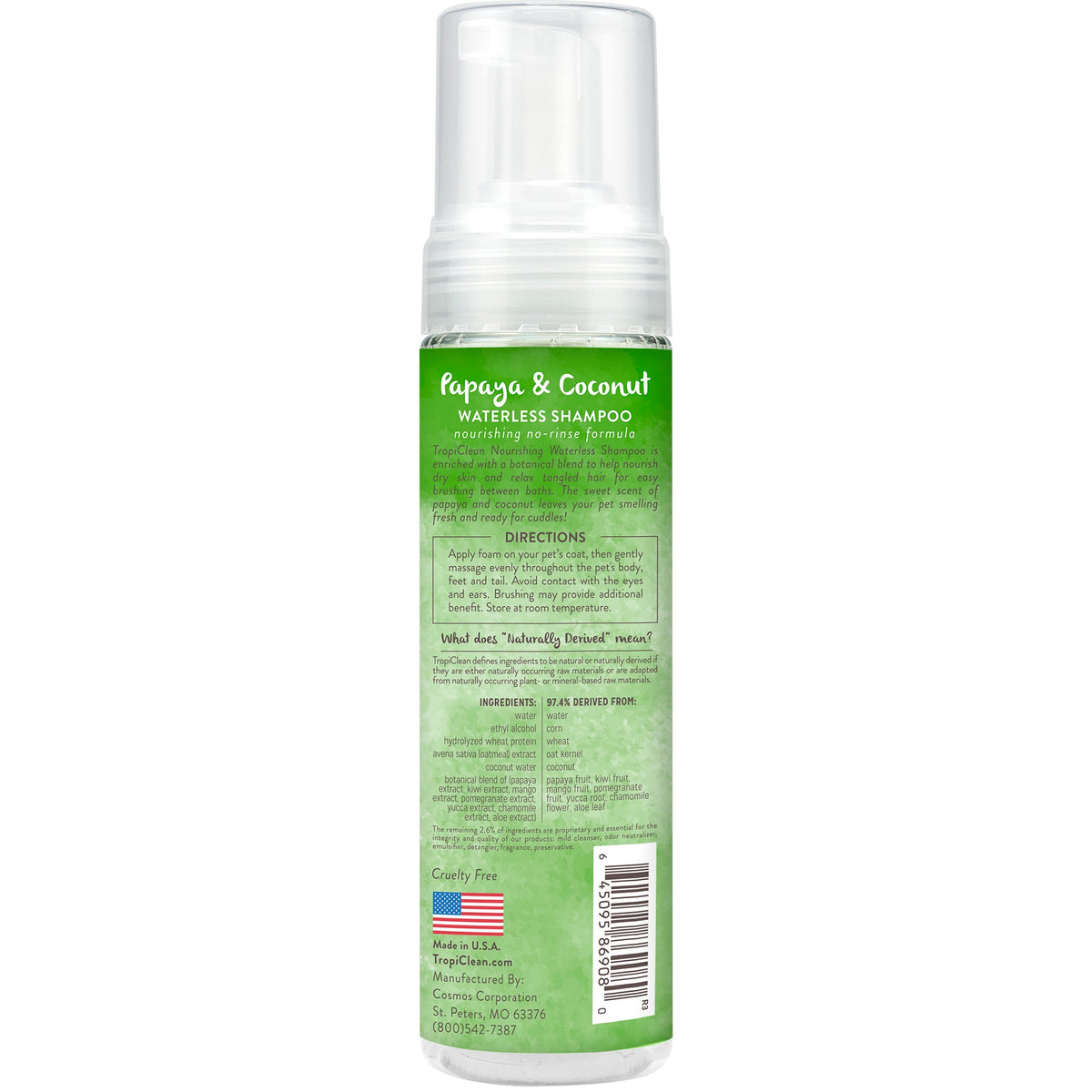 Tropiclean Papaya and Coconut Pet Waterless Shampoo (7.4oz)