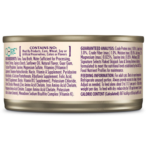 Wellness Core Adult Signature Select Flaked Skipjack Tuna and Shrimp Entree Wet Cat Food (2.8oz)