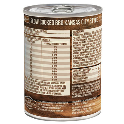 Merrick Slow Cooked Grain Free Adult BBQ Kansas City Pork Wet Dog Food (12.7oz)