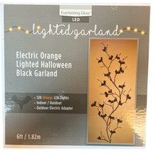 Orange Lighted Halloween Black Garland