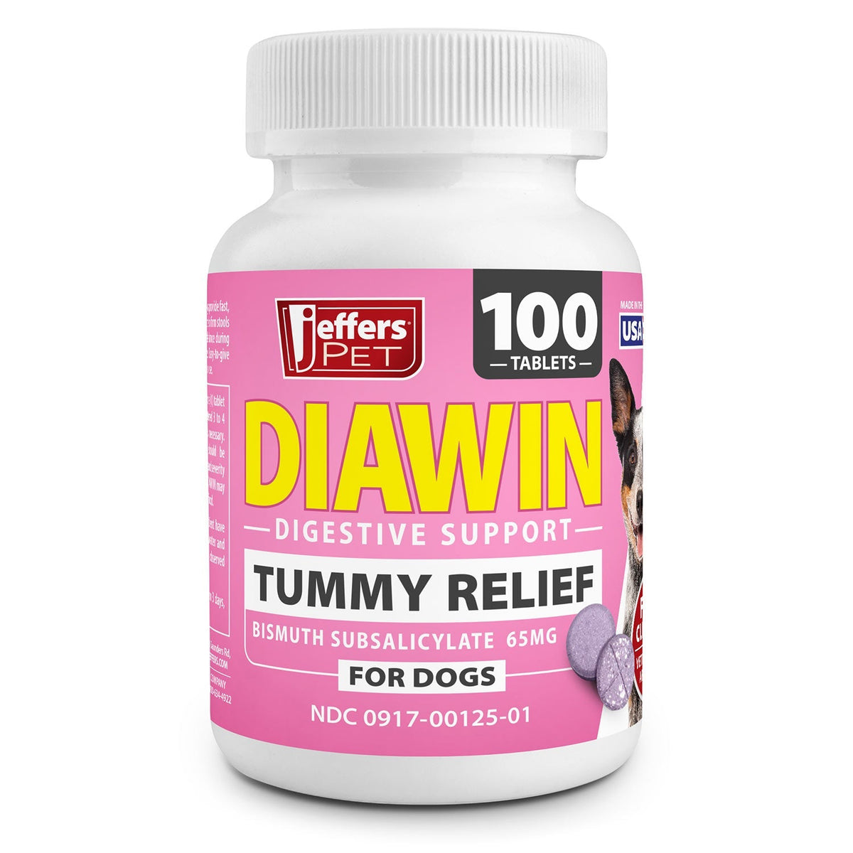 Jeffers Diawin Digestive Support for Dogs – Bismuth Tummy Relief for Diarrhea
