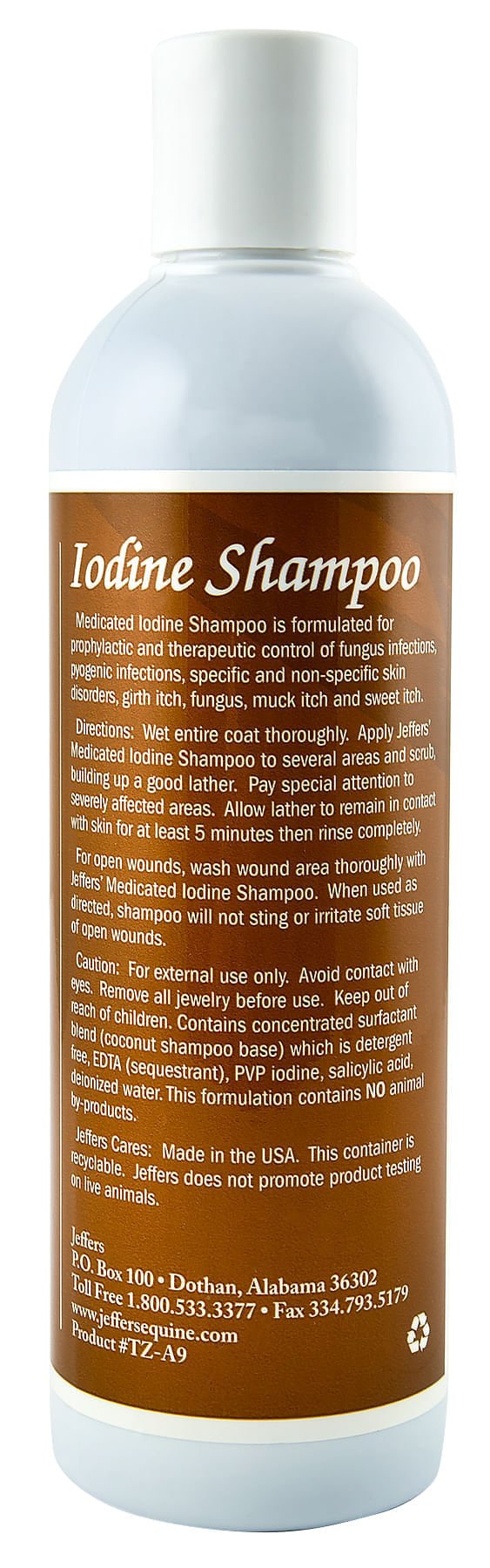 Jeffers Equine Medicated Iodine Antibacterial and Antifungal Horse Shampoo