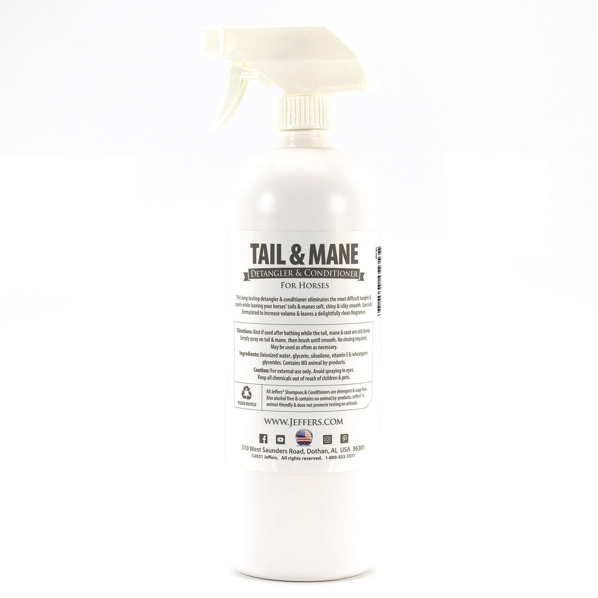 Jeffers Equine Tail & Mane Detangler and Conditioner for Horses