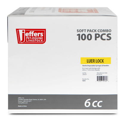 Jeffers Luer Lock Syringe/Needle Combo, Box of 100